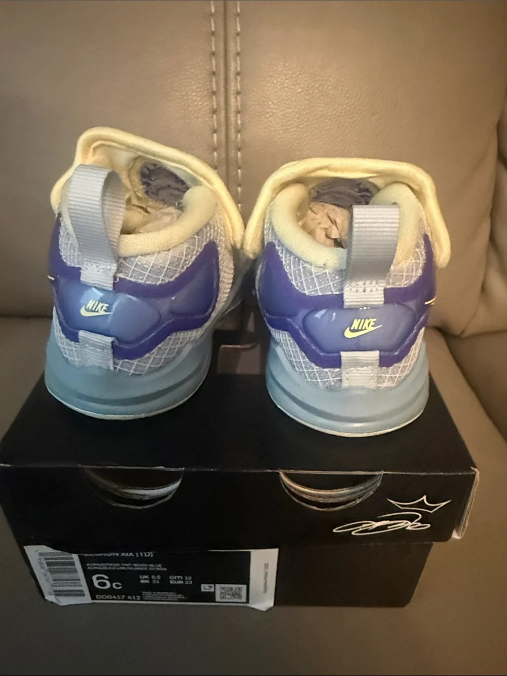 Nike LeBron XIX 19 Aura/Citron Toddler Sneakers Size 6C
